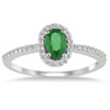 Gemstone and Diamond Halo Ring