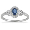 Vinage Gemstone and Diamond Halo Ring