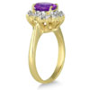 Oval Diamond and Gemstone Flower Ring, 14K Yellow Gold