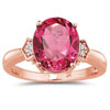 14K Rose Gold Pink Topaz and Diamond Ring
