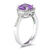 8mm Amethyst and Diamond Ring, 14K White Gold
