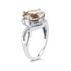 Oval Gemstone Diamond Curve Ring, 10K White Gold