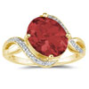 Oval Gemstone Diamond Curve Ring, 10K Yellow Gold