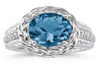 2.33 Carat Oval Shape Blue Topaz and Diamond Ring in 10K White Gold