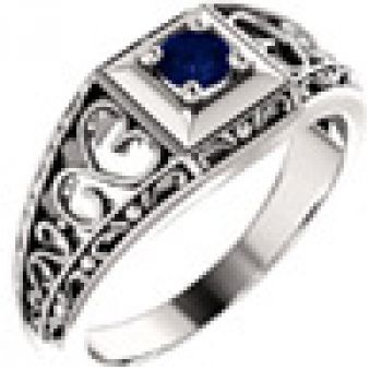 Heart Lace Blue Sapphire Ring in 14K White Gold 2