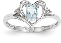 Aquamarine Heart Ring, 14K White Gold