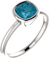 Sterling Silver Cushion-Cut London Blue Topaz Bezel-Set Ring
