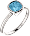 Ice Blue Topaz Cushion-Cut Solitaire Ring in 14K White Gold