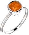 Poppy-Orange Topaz Antique-Square Bezel Set Ring, 14K White Gold