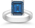 Emerald Cut 8mm x 6mm London Blue Topaz Solitaire Ring in 14K White Gold