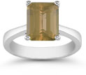 8mm x 6mm Emerald Cut Smoky Quartz Solitaire Ring, 14K White Gold