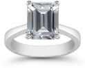 Emerald Cut Cubic Zirconia Solitaire Ring, 14K White Gold
