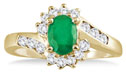 1 Carat Emerald Diamond Flower Twist Ring, 14K Gold