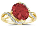 Garnet and Diamond Curve Ring, 10K Gold