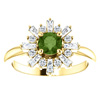 Green Tourmaline and Baguette Diamond Halo Ring, 14K Yellow Gold 2