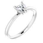 Heart-Shaped White Sapphire Gemstone Ring 14K White Gold