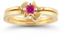 Christian Dove Pink Topaz Engagement Bridal Ring Set, 14K Yellow Gold