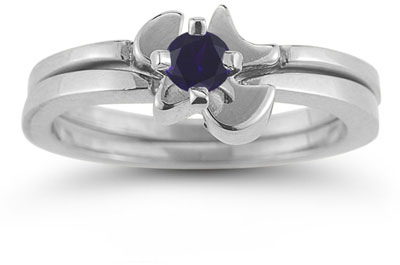 Holy Spirit Dove Sapphire Engagement Ring Set