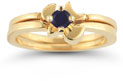 Christian Dove Sapphire Engagement Ring Bridal Set in 14K Yellow Gold