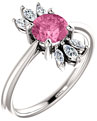 Pink Sapphire and Marquise Diamond Petal Ring, 14K White Gold