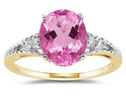 10mm x 8mm Pink Topaz and Diamond Ring, 14K Yellow Gold