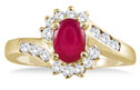 1 Carat Ruby Diamond Flower Twist Ring, 14K Gold