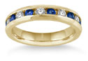 3/4 Carat Sapphire Diamond Band Ring, 14K Gold
