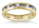 3/4 Carat Tanzanite Diamond Band Ring, 14K Gold