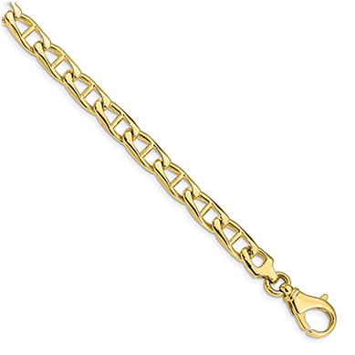 10K Solid Gold 6.8mm Mariner Link Bracelet, 8 Inch
