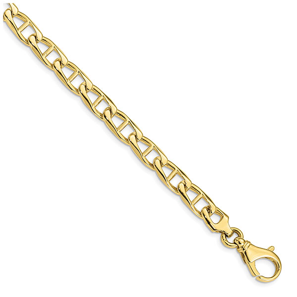 10K Solid Gold 6.8mm Mariner Link Bracelet, 8 Inch