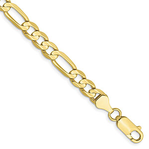 10K Solid Gold 6mm Figaro Bracelet