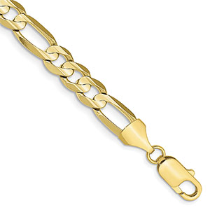 10K Solid Gold 8.75mm Figaro Link Bracelet