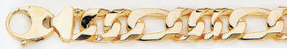 12mm Handmade Figaro Link Bracelet in 14K Yellow Gold