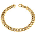 14K Solid Gold Thick Handmade Curb Bracelet (9mm) 2