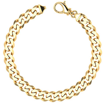 14K Solid Gold Thick Handmade Curb Bracelet (9mm)