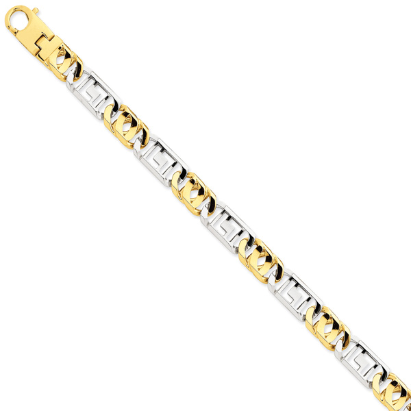 Men's Greek Key Link Bracelet, 14K Two-Tone Gold