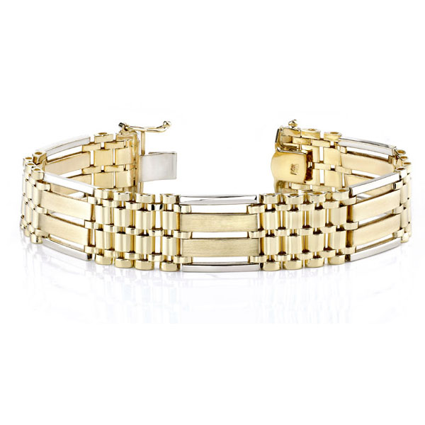 18k solid gold men's multi-row designer bracelet