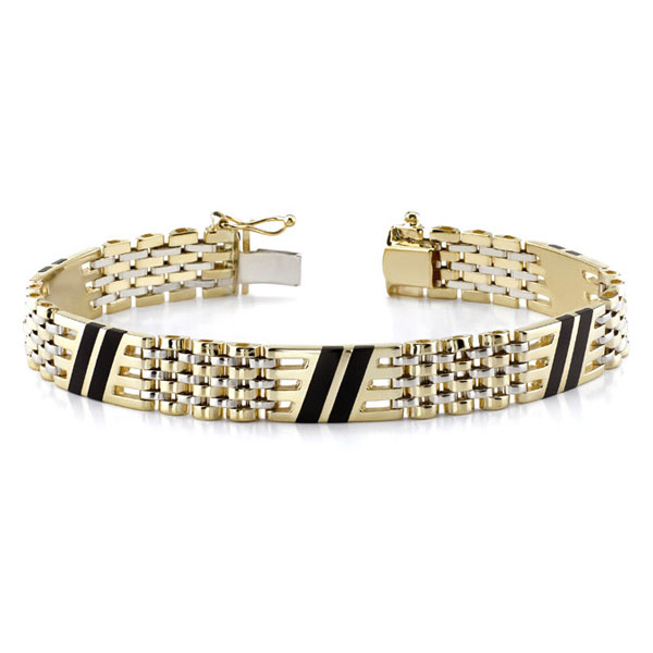 18k solid gold men's onyx bracelet