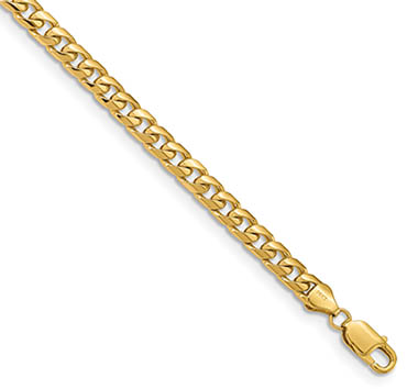 6.25mm 14k solid gold miami cuban link bracelet, 8 1/2 inches