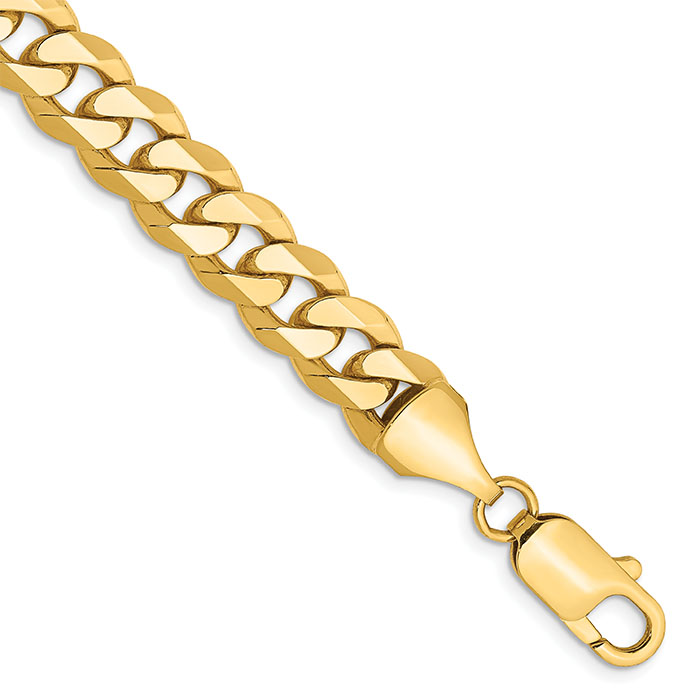 9.5mm 14k gold curb link bracelet 8.5 or 9 inches