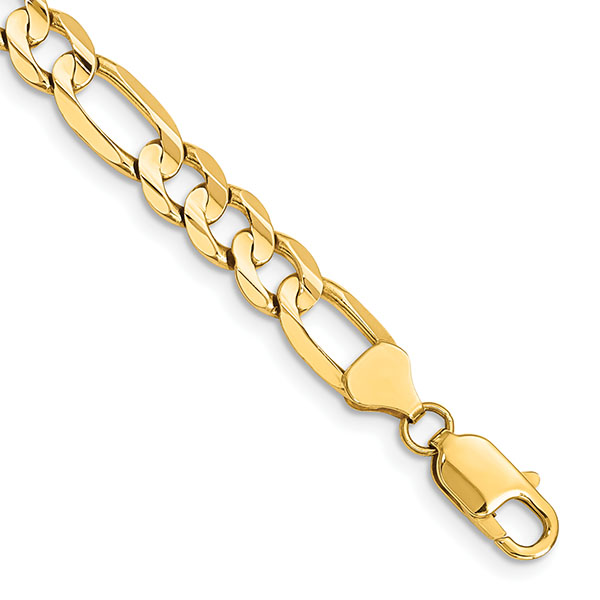 9 Inch 14K Gold 7.5mm Figaro Bracelet for Men