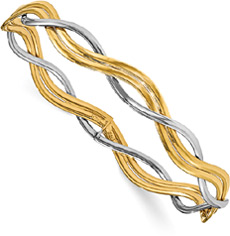 Braided Slip-on Bangle in 14K Two-Tone Gold