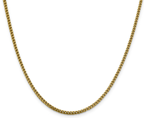 2.4mm Italian Franco Chain Necklace in 14K Solid Gold, 24