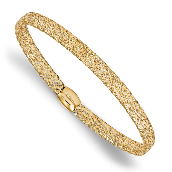 Italian Mesh Bangle Stretch Bracelet in 14K Gold
