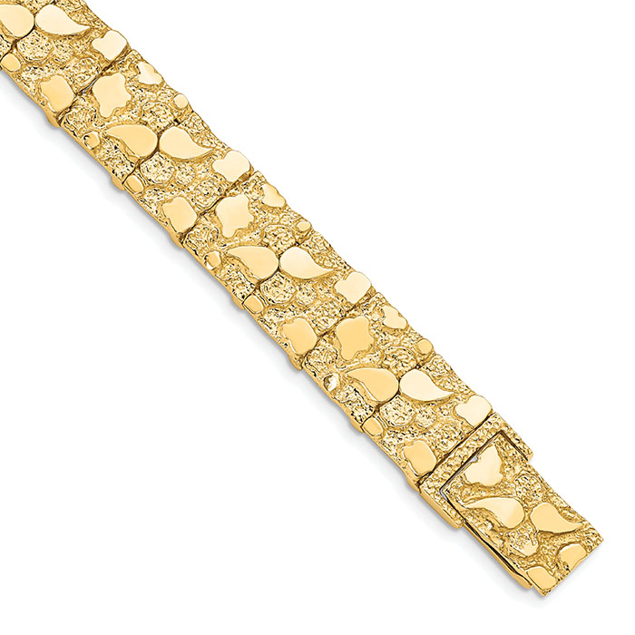Men's 10K Gold Nugget Bracelet (12mm)