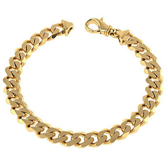 Handmade Men's 14K Solid Gold 7mm Curb Link Bracelet