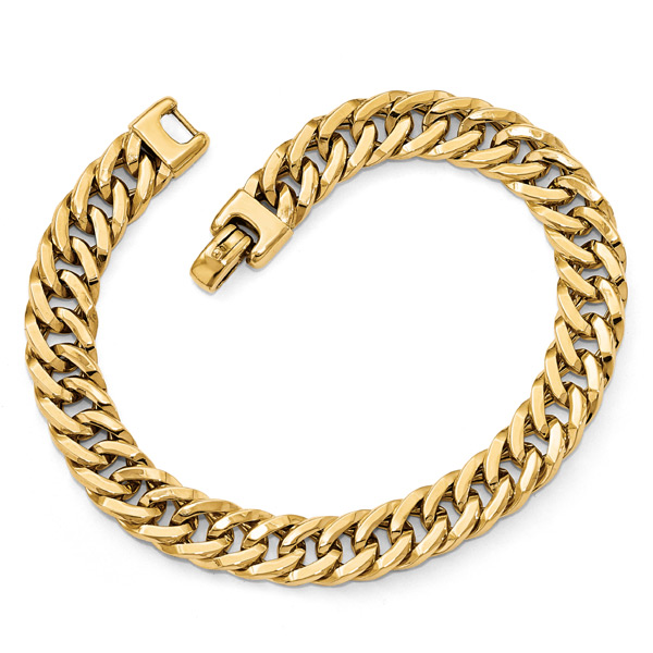 Men's Italian Concave Curb Bracelet, 14K Gold