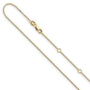 italian 0.7mm 14k solid gold adjustable box chain necklace, 16-18 inches