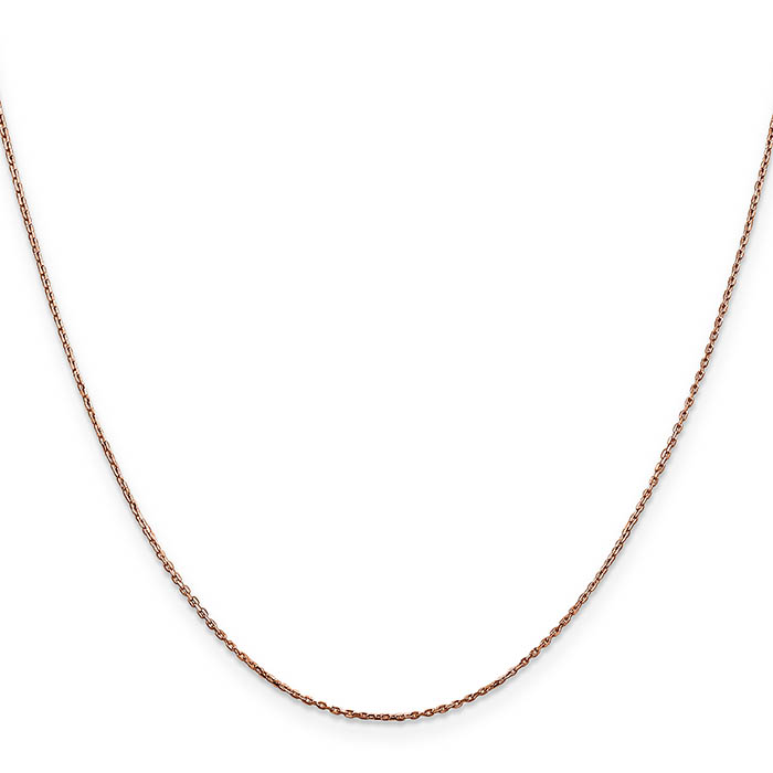 0.8mm 14k rose gold cable chain necklace