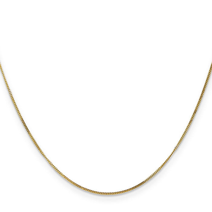 Fine 0.9mm 14K Gold Curb Link Chain Necklace